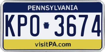 PA license plate KPO3674