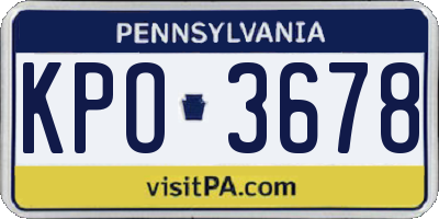 PA license plate KPO3678