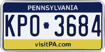 PA license plate KPO3684