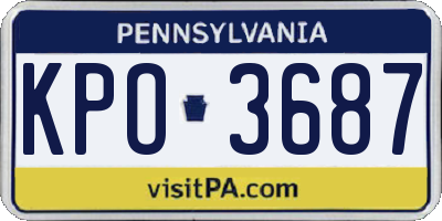 PA license plate KPO3687
