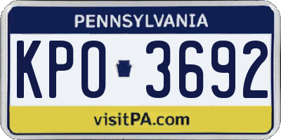 PA license plate KPO3692