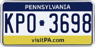 PA license plate KPO3698
