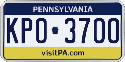 PA license plate KPO3700