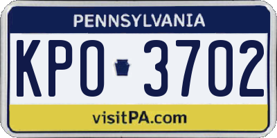PA license plate KPO3702