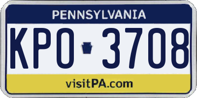 PA license plate KPO3708