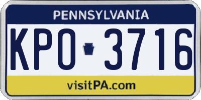PA license plate KPO3716