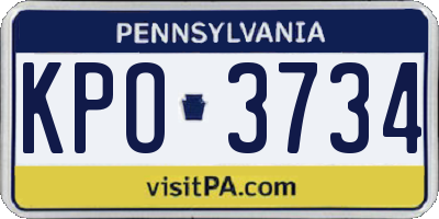 PA license plate KPO3734