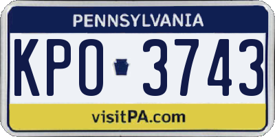 PA license plate KPO3743