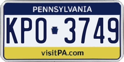 PA license plate KPO3749