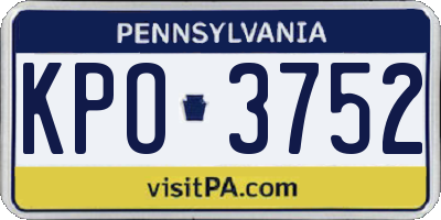 PA license plate KPO3752