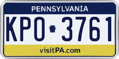 PA license plate KPO3761