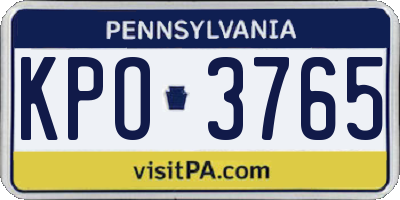 PA license plate KPO3765