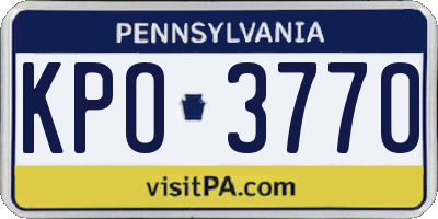 PA license plate KPO3770
