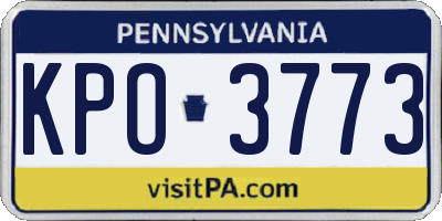 PA license plate KPO3773