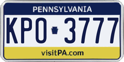 PA license plate KPO3777