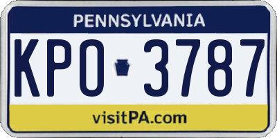 PA license plate KPO3787