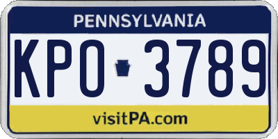 PA license plate KPO3789