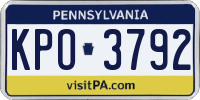 PA license plate KPO3792