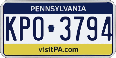 PA license plate KPO3794