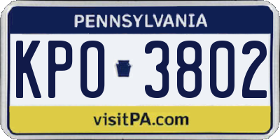 PA license plate KPO3802