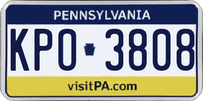 PA license plate KPO3808