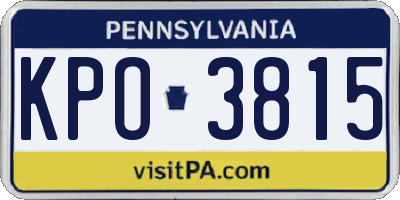 PA license plate KPO3815