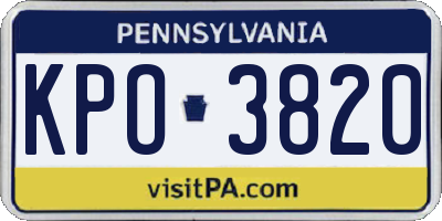 PA license plate KPO3820
