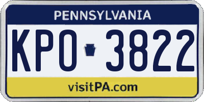 PA license plate KPO3822