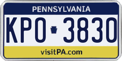 PA license plate KPO3830