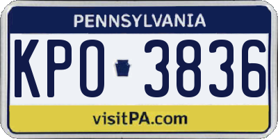 PA license plate KPO3836