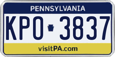 PA license plate KPO3837