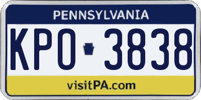 PA license plate KPO3838