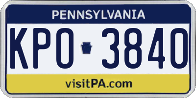 PA license plate KPO3840