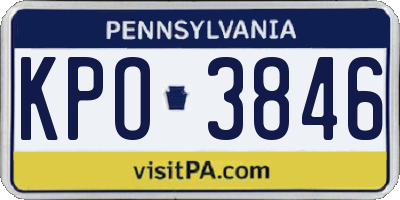 PA license plate KPO3846