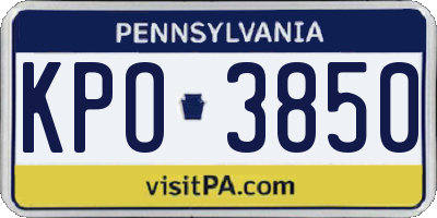 PA license plate KPO3850