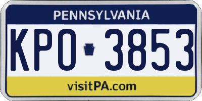 PA license plate KPO3853