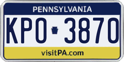 PA license plate KPO3870