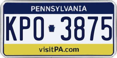 PA license plate KPO3875