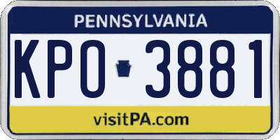 PA license plate KPO3881