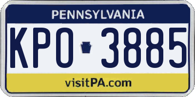 PA license plate KPO3885