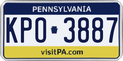 PA license plate KPO3887