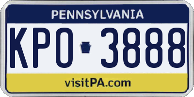 PA license plate KPO3888