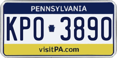 PA license plate KPO3890