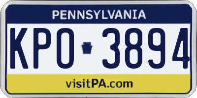 PA license plate KPO3894