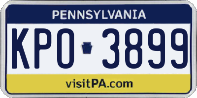 PA license plate KPO3899