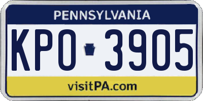 PA license plate KPO3905