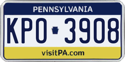 PA license plate KPO3908