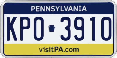 PA license plate KPO3910