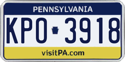 PA license plate KPO3918