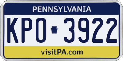 PA license plate KPO3922